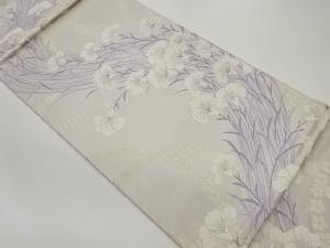 曲線に花々模様織出し袋帯